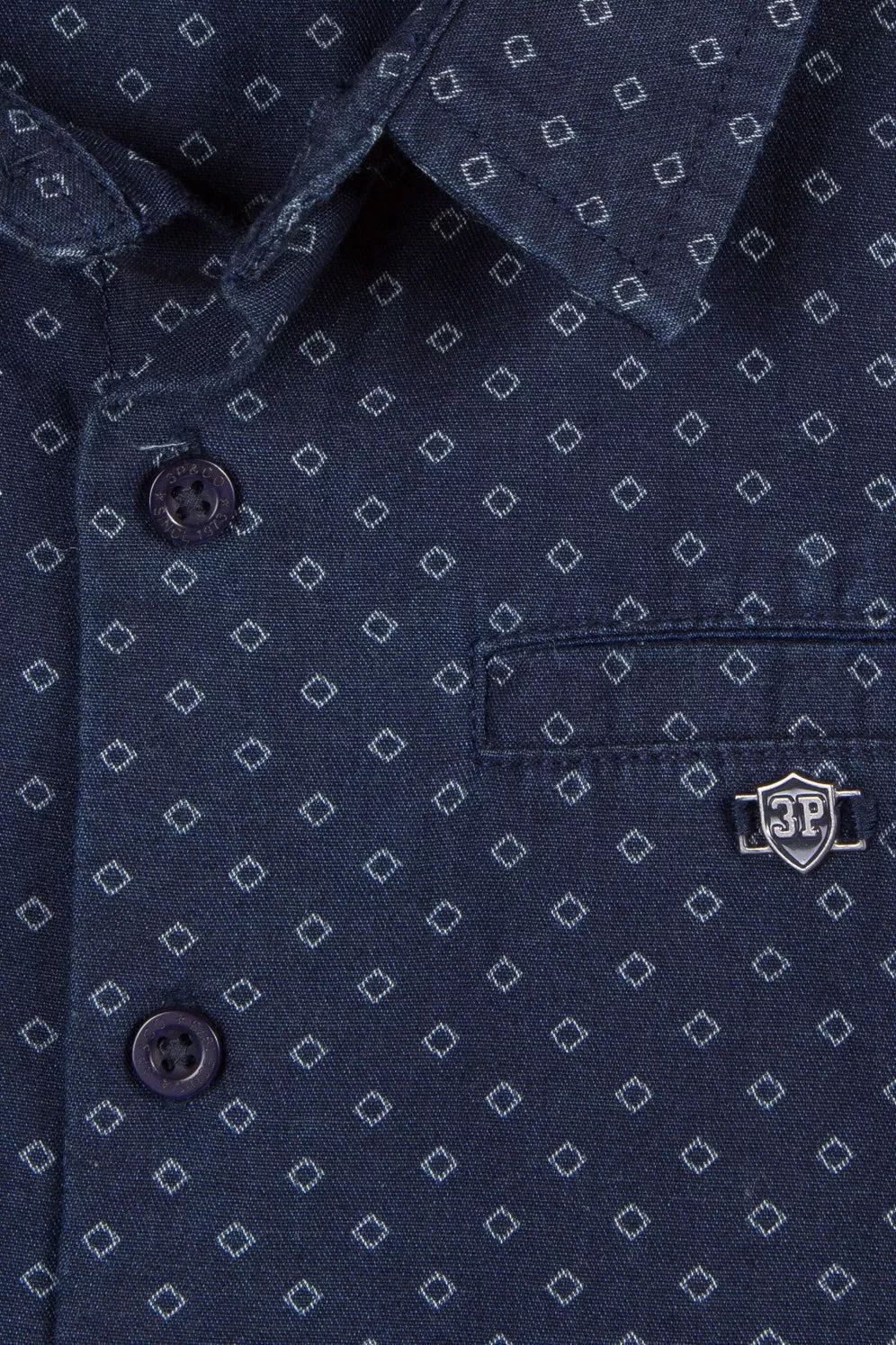 3pommes Navy Button Down Boys Shirt (Size 10 left)