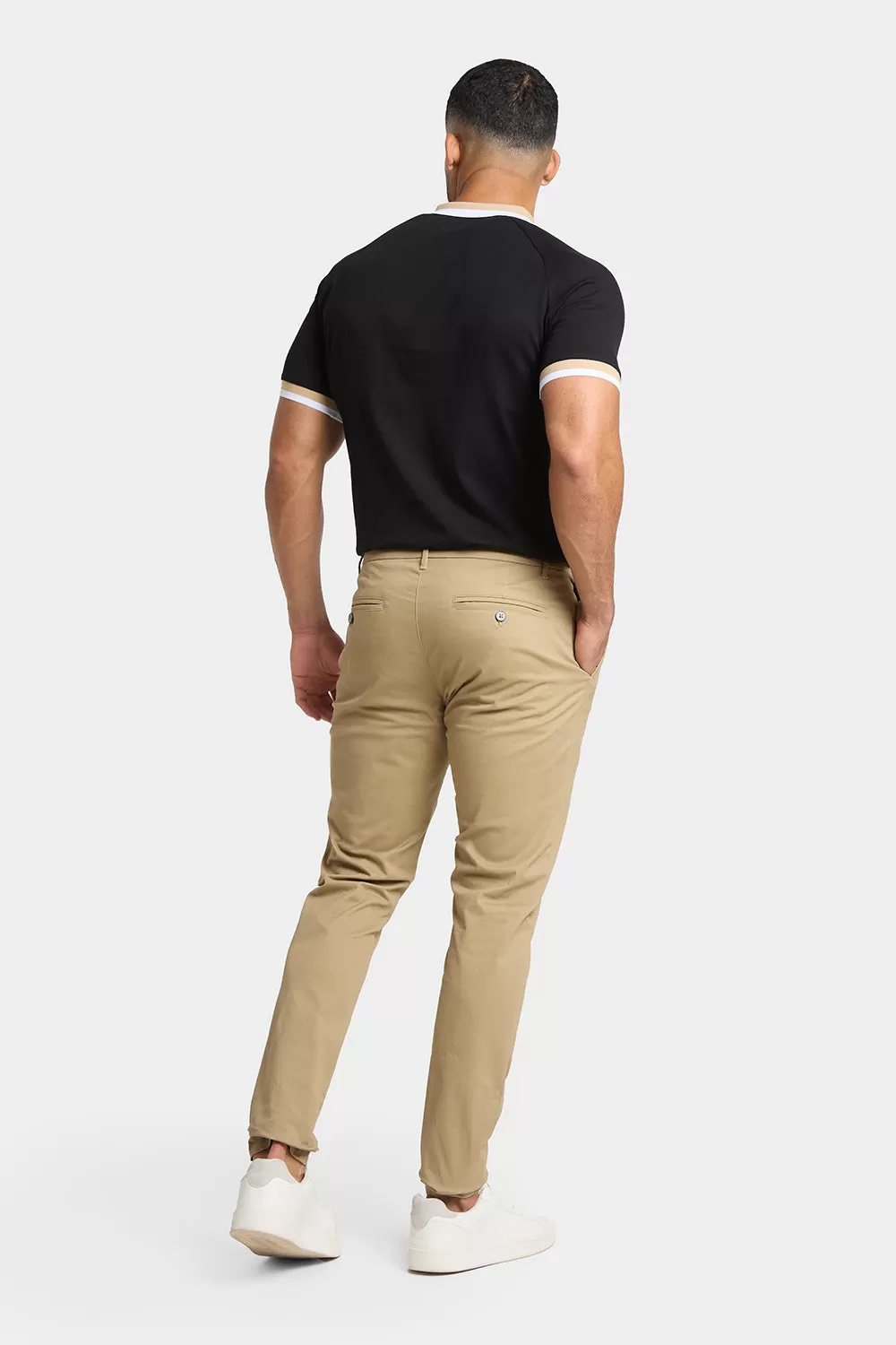 Athletic Fit Cotton Stretch Chino Pants in Dark Stone