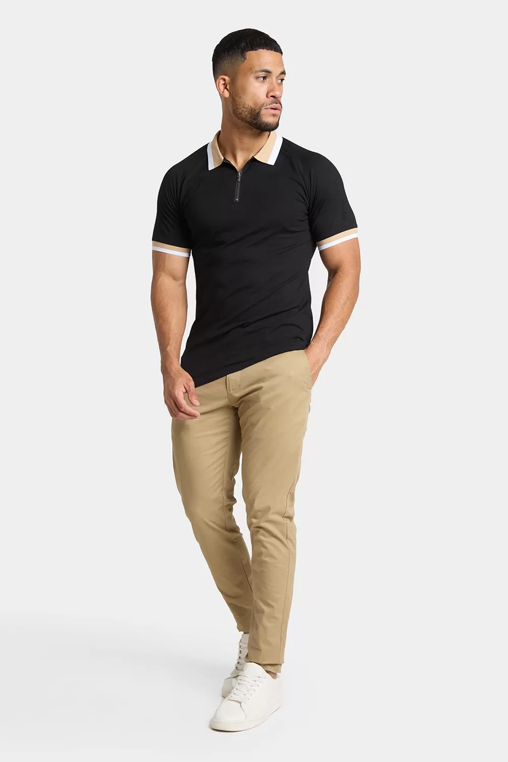 Athletic Fit Cotton Stretch Chino Pants in Dark Stone