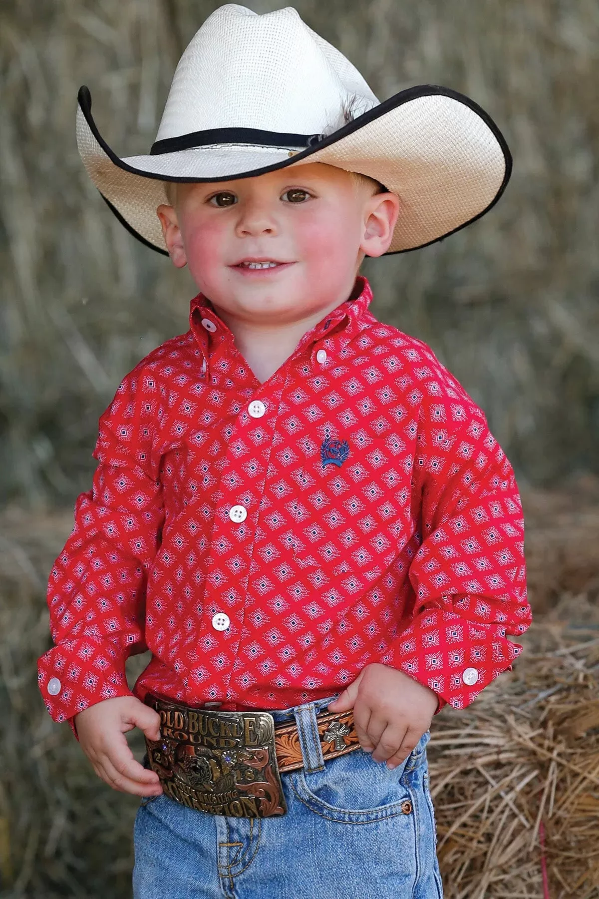 Cinch Infant Boy's Red Diamond Print Shirt