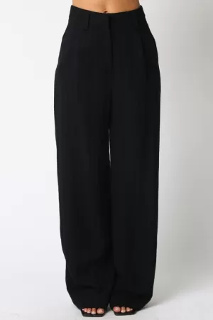 Danica High Waist Woven Wide Leg Pants Black