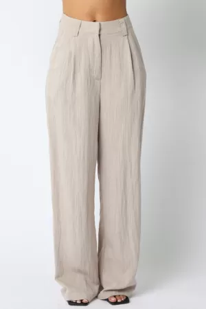 Danica High Waist Woven Wide Leg Pants Khaki