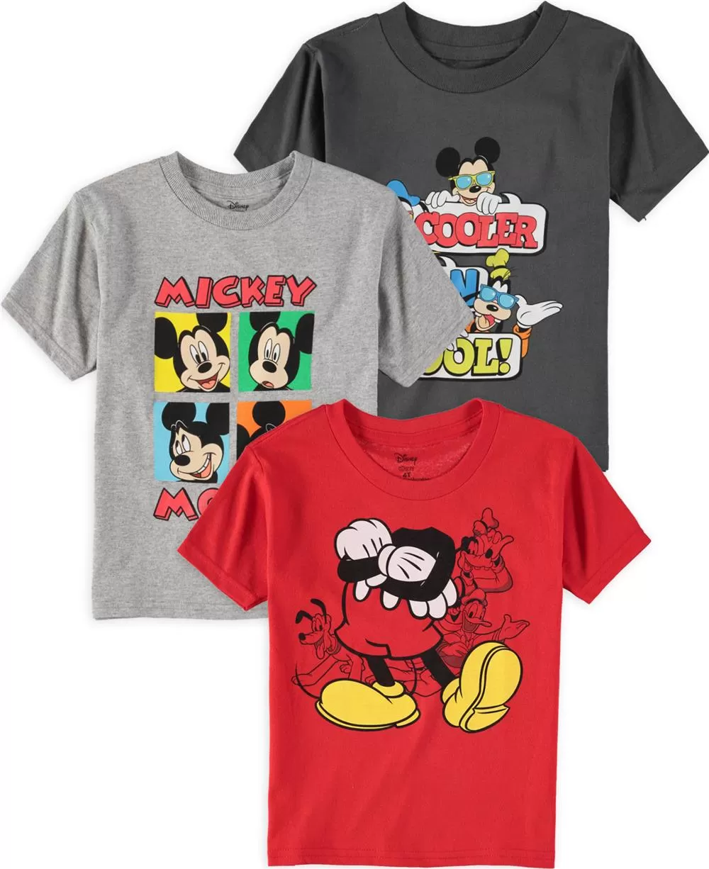 Disney Boys' 2T-4T Mickey Mouse 3 Pack T-Shirt Bundle