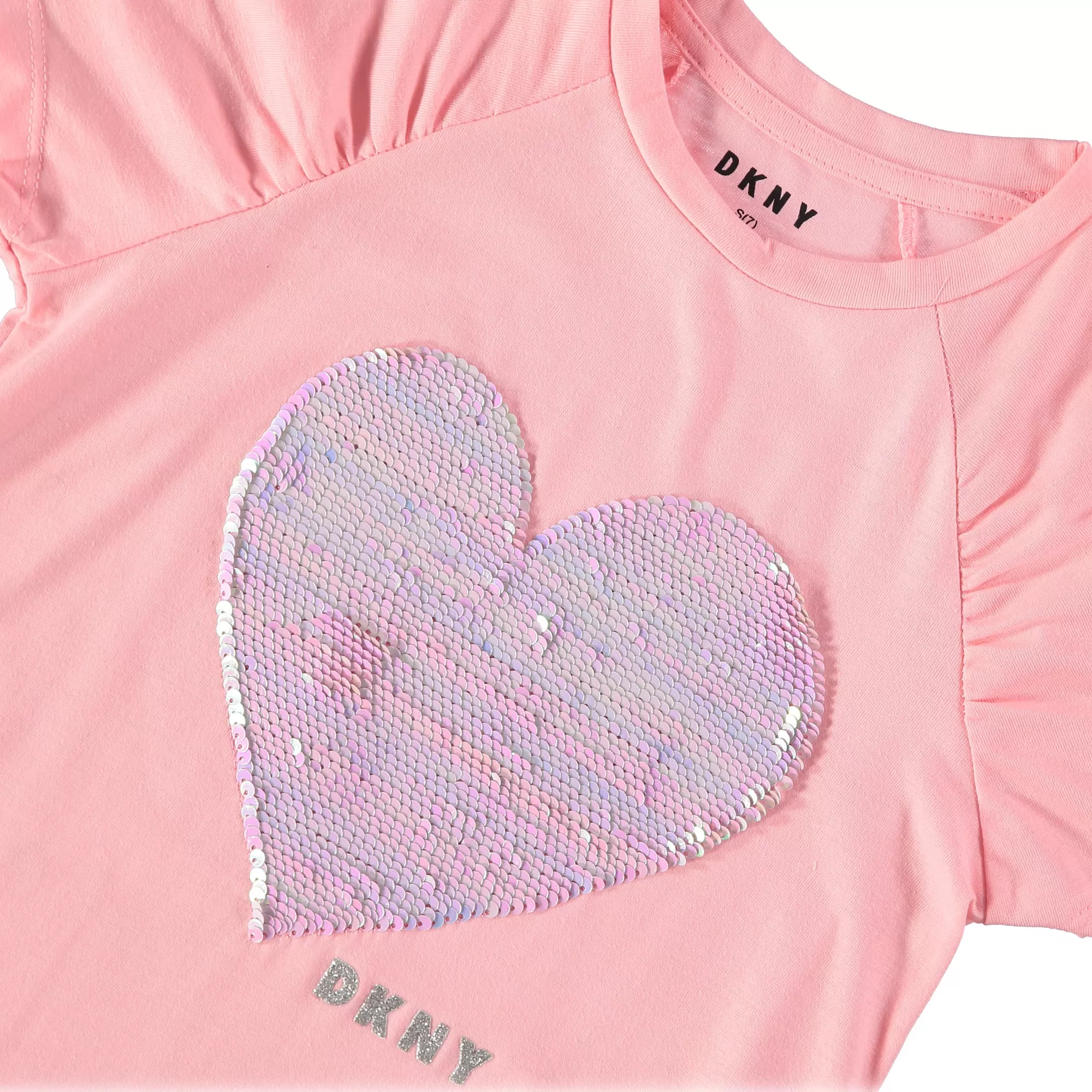 DKNY Girls 7-16 Flip Sequin Heart T-Shirt