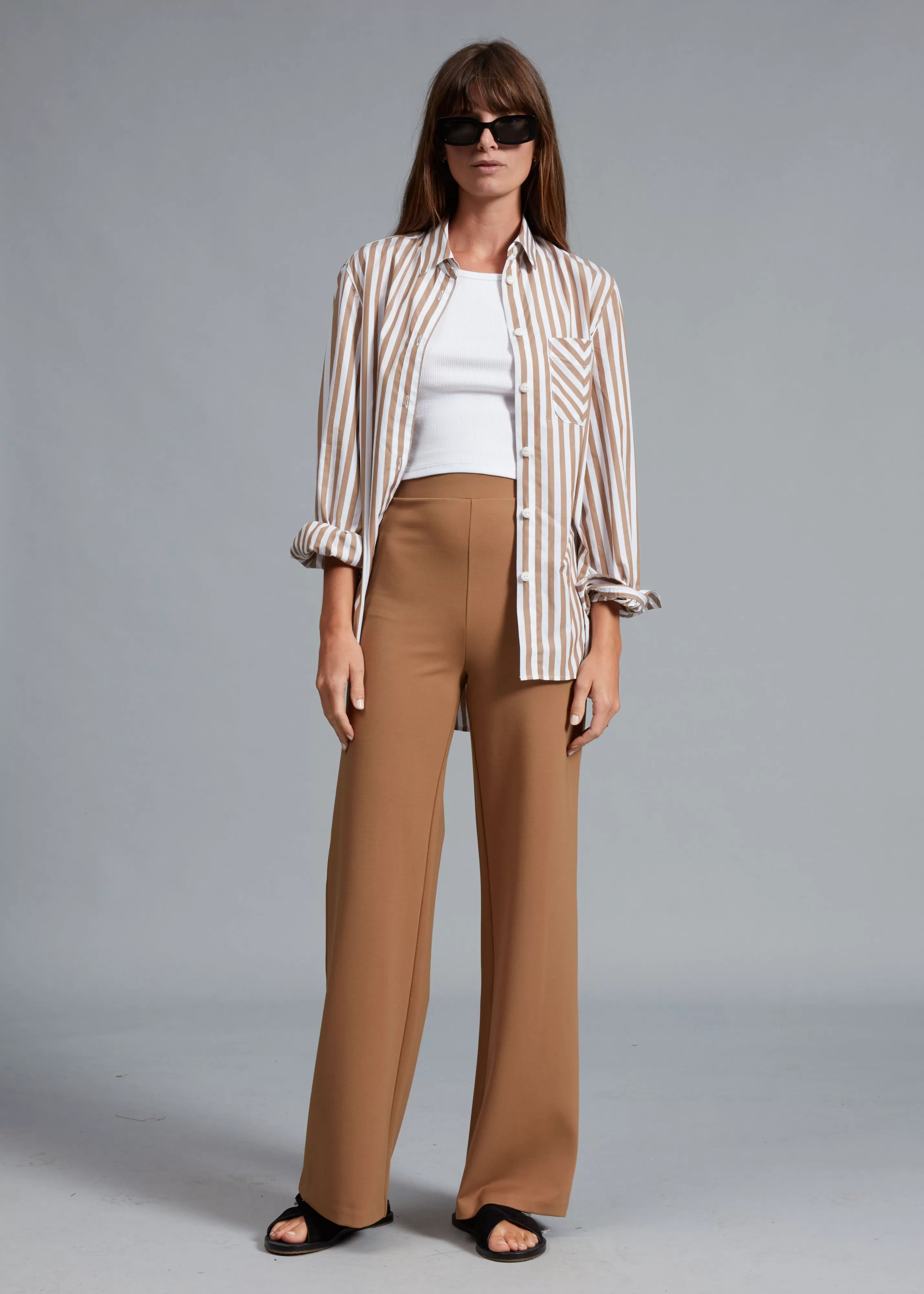 Irina Ponte Wide Leg Pant - Khaki