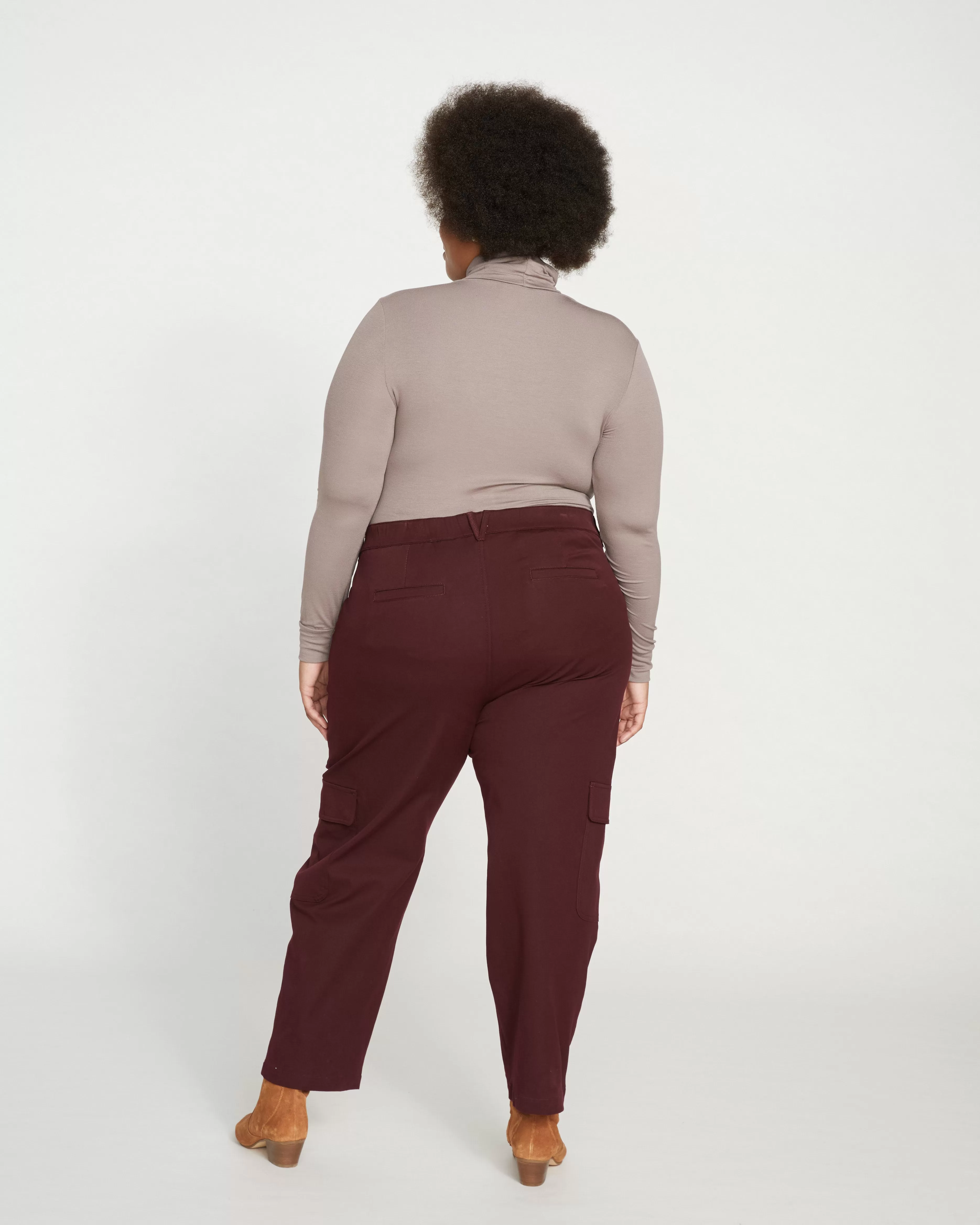 Karlee Stretch Cotton Twill Cargo Pants - Black Cherry