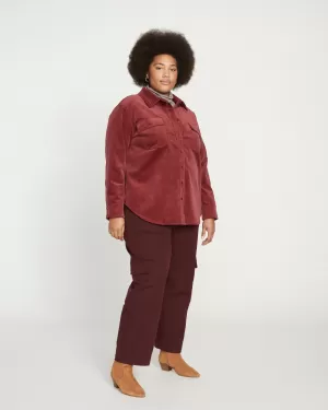 Karlee Stretch Cotton Twill Cargo Pants - Black Cherry