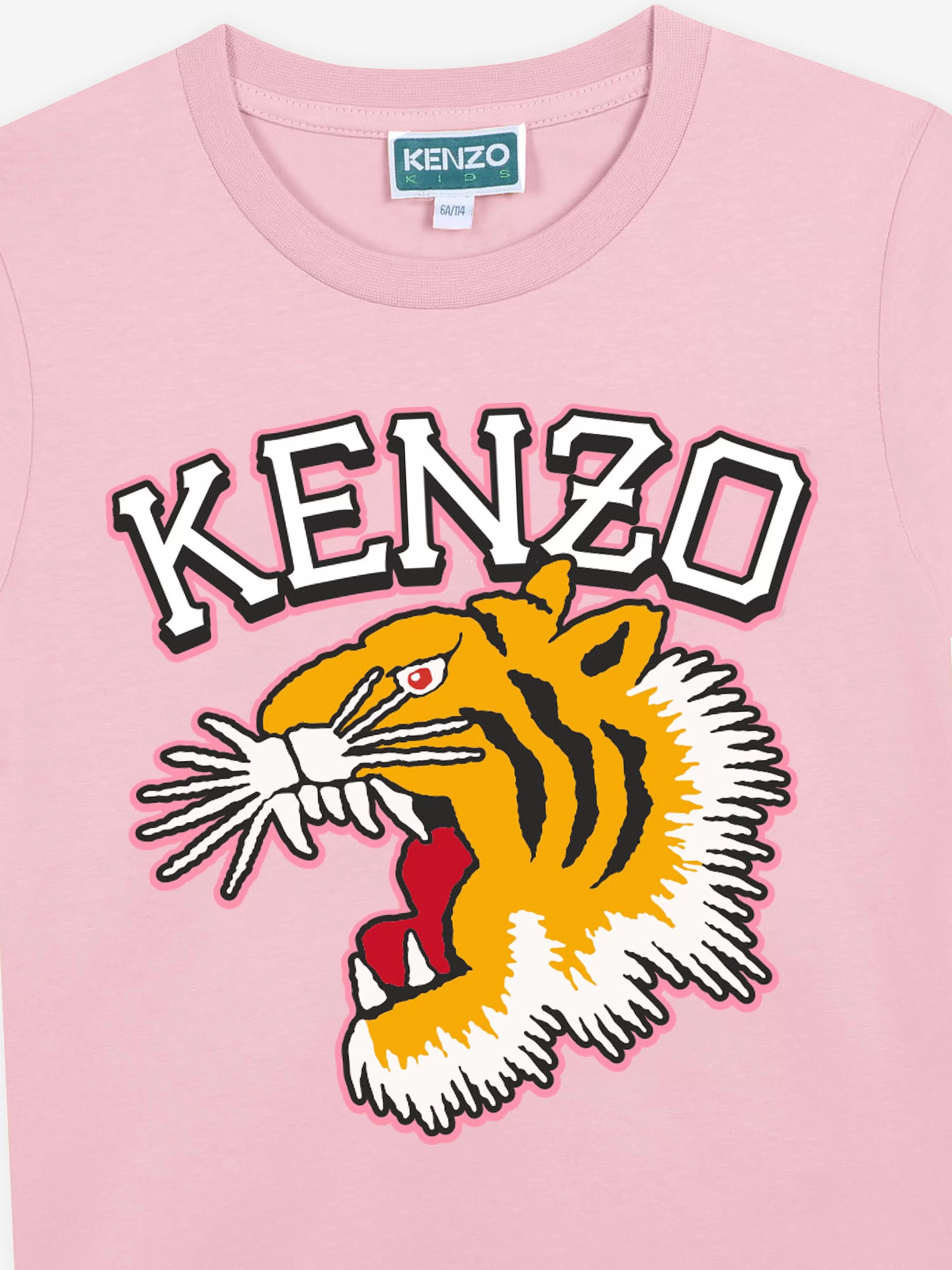 KENZO Girls Tiger Logo T-Shirt in Pink