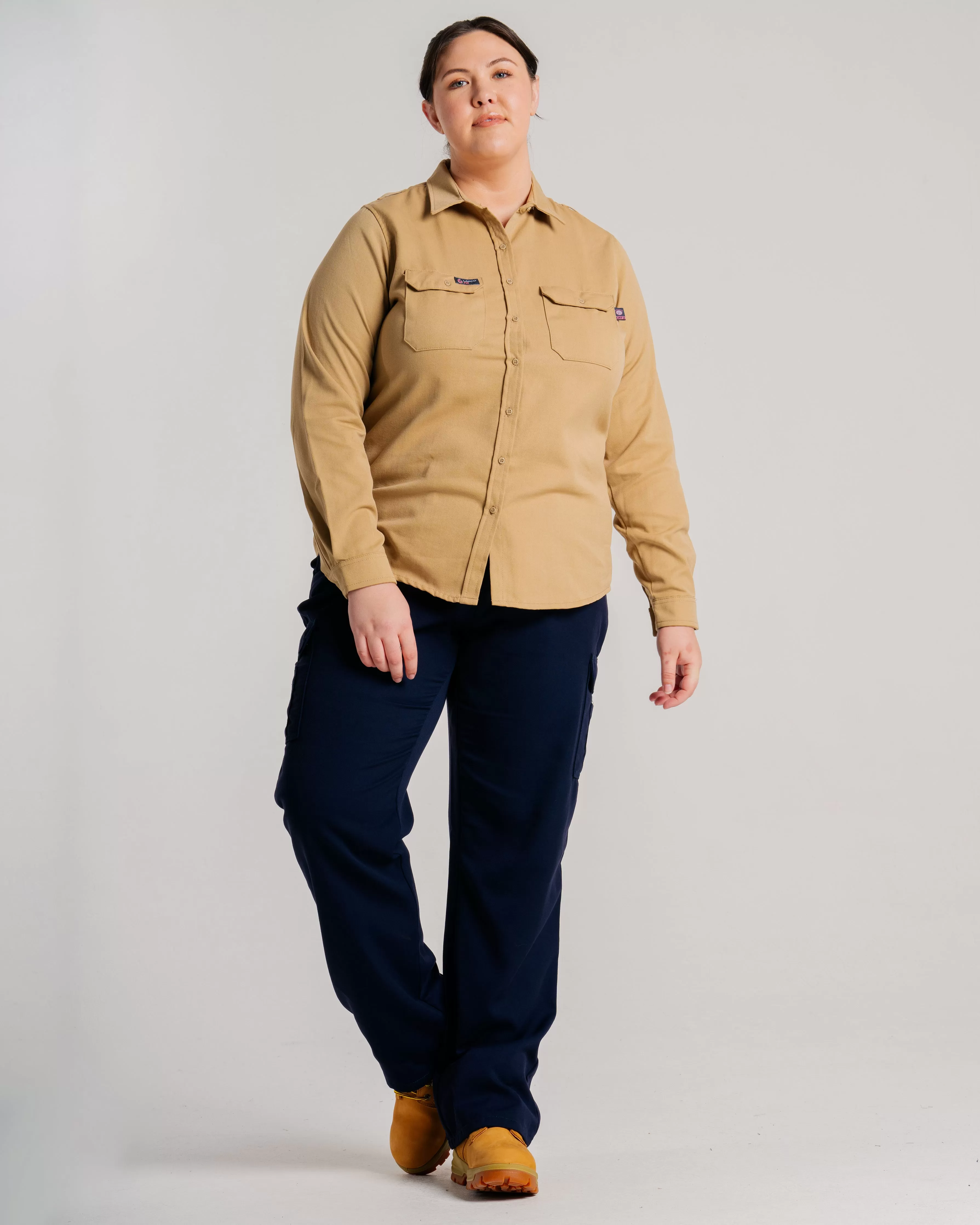 Ladies FR Uniform Shirts made with 5oz. TecaSafe One® Inherent | Khaki