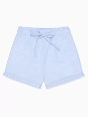 Light Blue Flores Cotton Girl Shorts