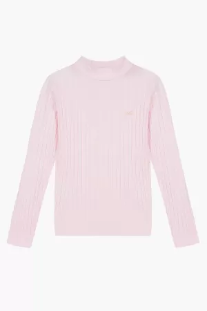 Lili Gaufrette Mock Neck Girls Shirt - Pink