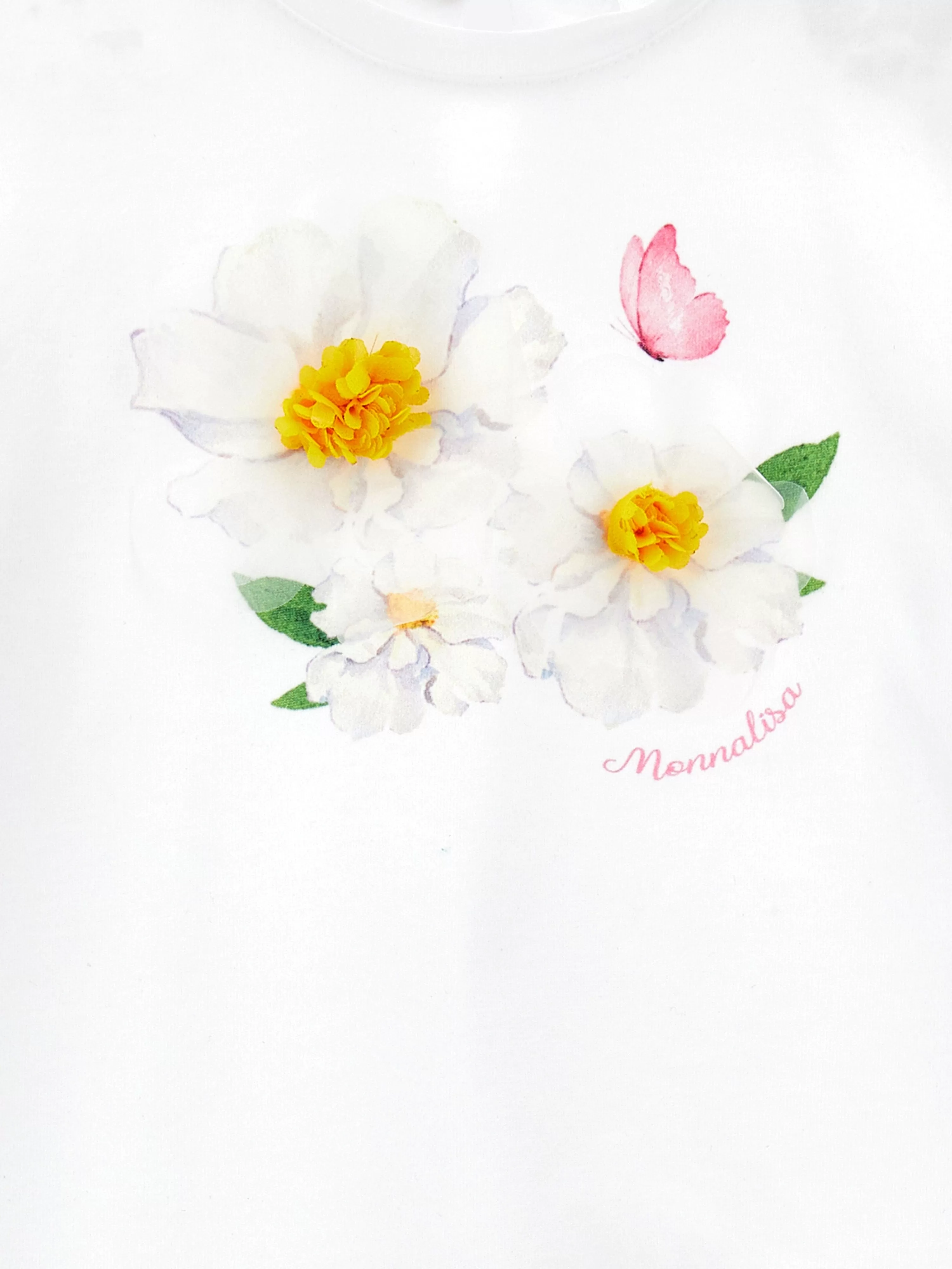 Monnalisa Baby Girls Flower T-Shirt in White