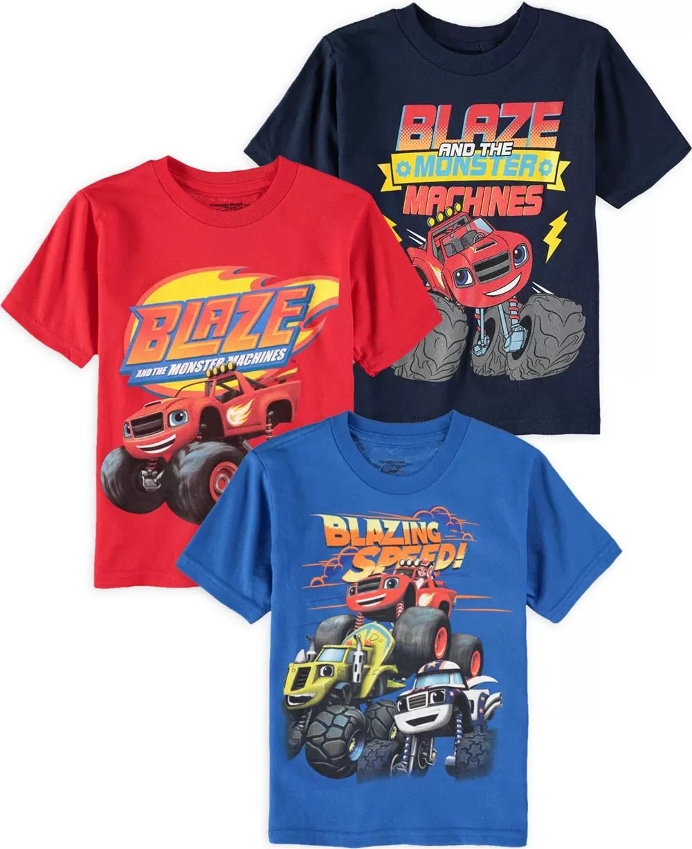 Nickelodeon Boys' 2T-4T Blaze and Monster Machines 3 Pack T-Shirt Bundle