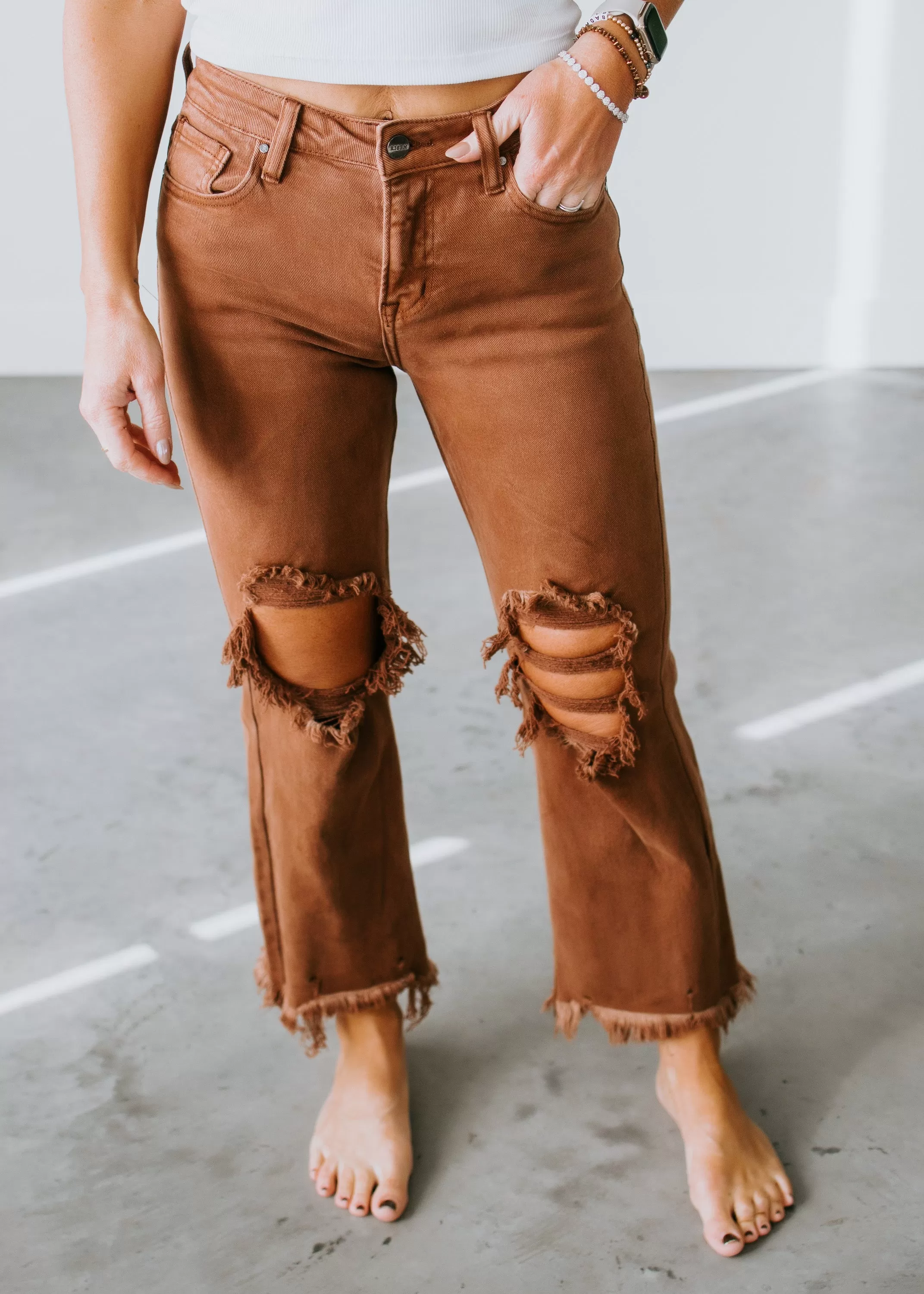 Randie Distressed Straight Pants