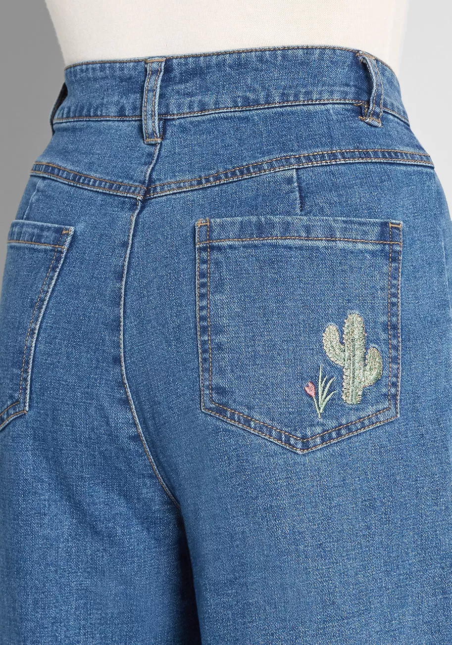 Runaway Rodeo Embroidered Wide-Leg Jeans