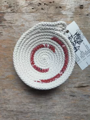 Small Cotton Rope Bowl - Bandana Red