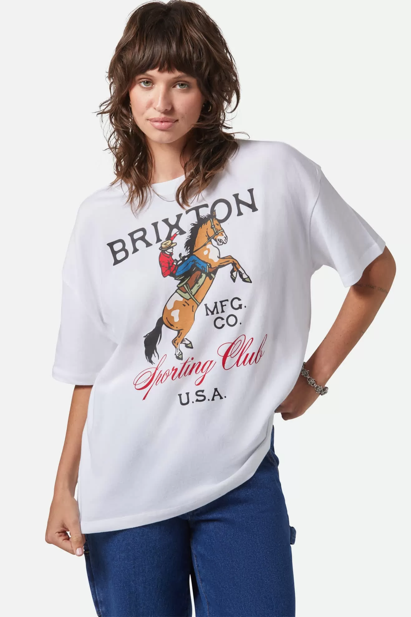 Sporting Club Oversized Boyfriend T-Shirt - White